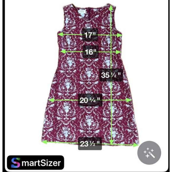 Talbots Petite 8 Red Paisley Sleeveless V Neck Zipper Sheath Dress - Picture 3 of 10